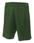 A4 9" Lined Tricot Mesh Short (N5296), Color 'Forest'